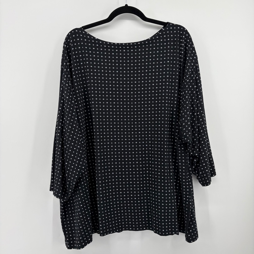 J. Jill Wearever Black Geometric Diamond Print 3/4 Sleeve Boat Neck Top 4X Plus‎ - Picture 3 of 7